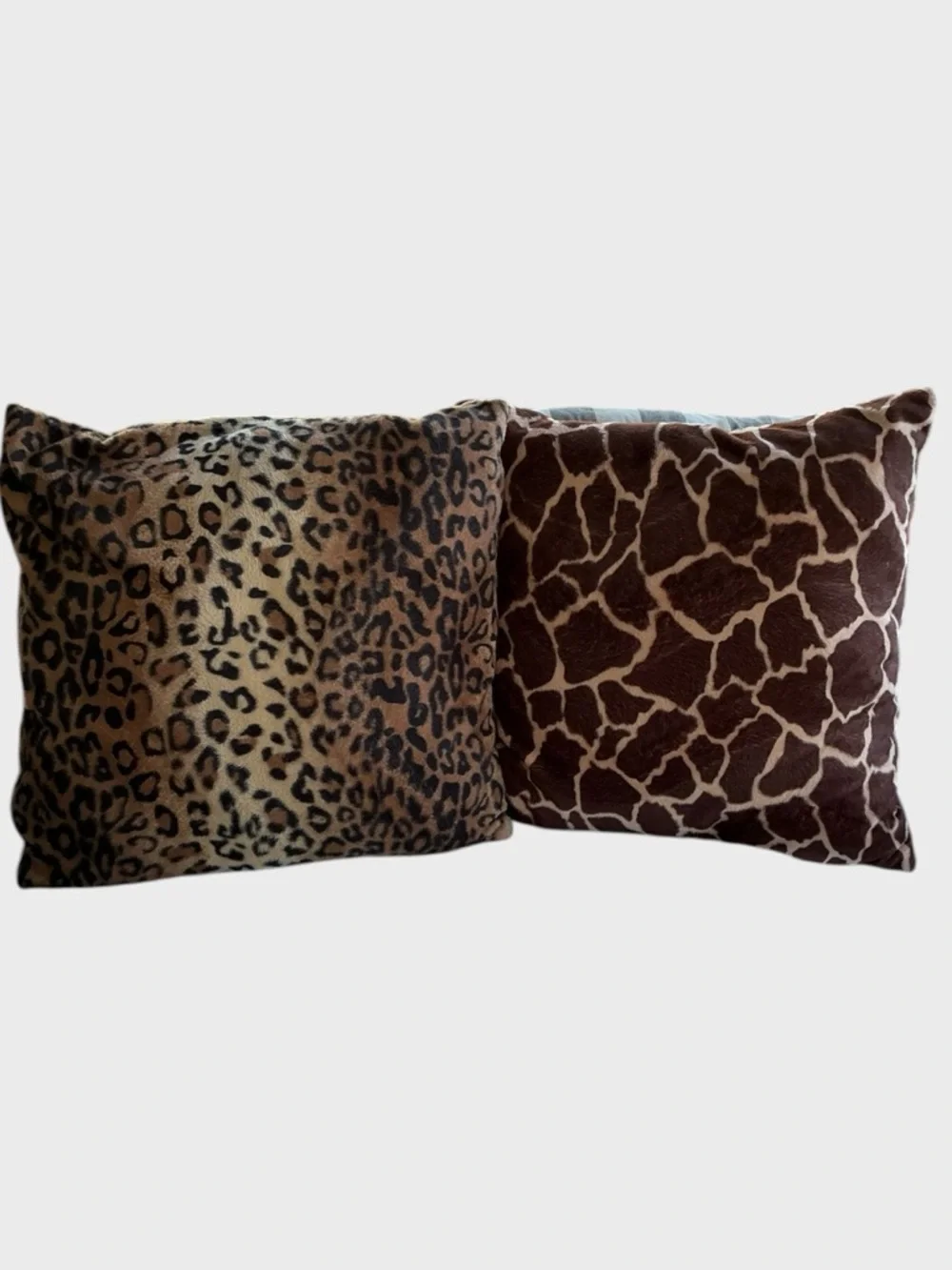 Animal Print Throw Pillows Set Leopard Giraffe 12” Decor Pair